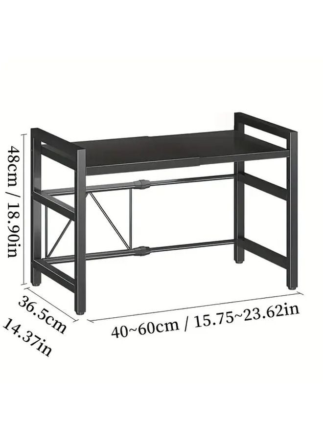 Black 2 Layer Heavy Duty Adjustable Microwave Stand Space Saving Countertop Organizer - Image 3